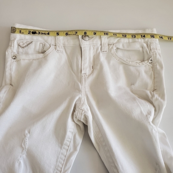 7182 * Lei Taylor Low-Rise Distressed Skinny Jeans White Denim Size 11 - Picture 11 of 14